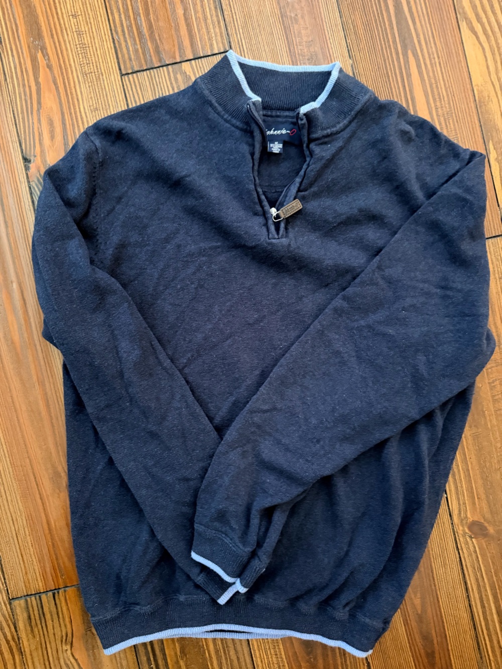 johnnie-O Navy V-Neck Sweater with Light Blue Trim